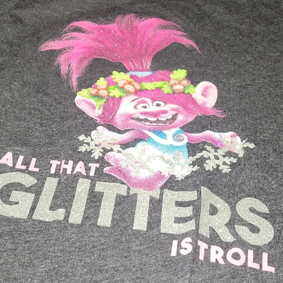 Jumping Beans Trolls Long Sleeve Shirt - Dark Gray and Pink - Picture 2 of 3